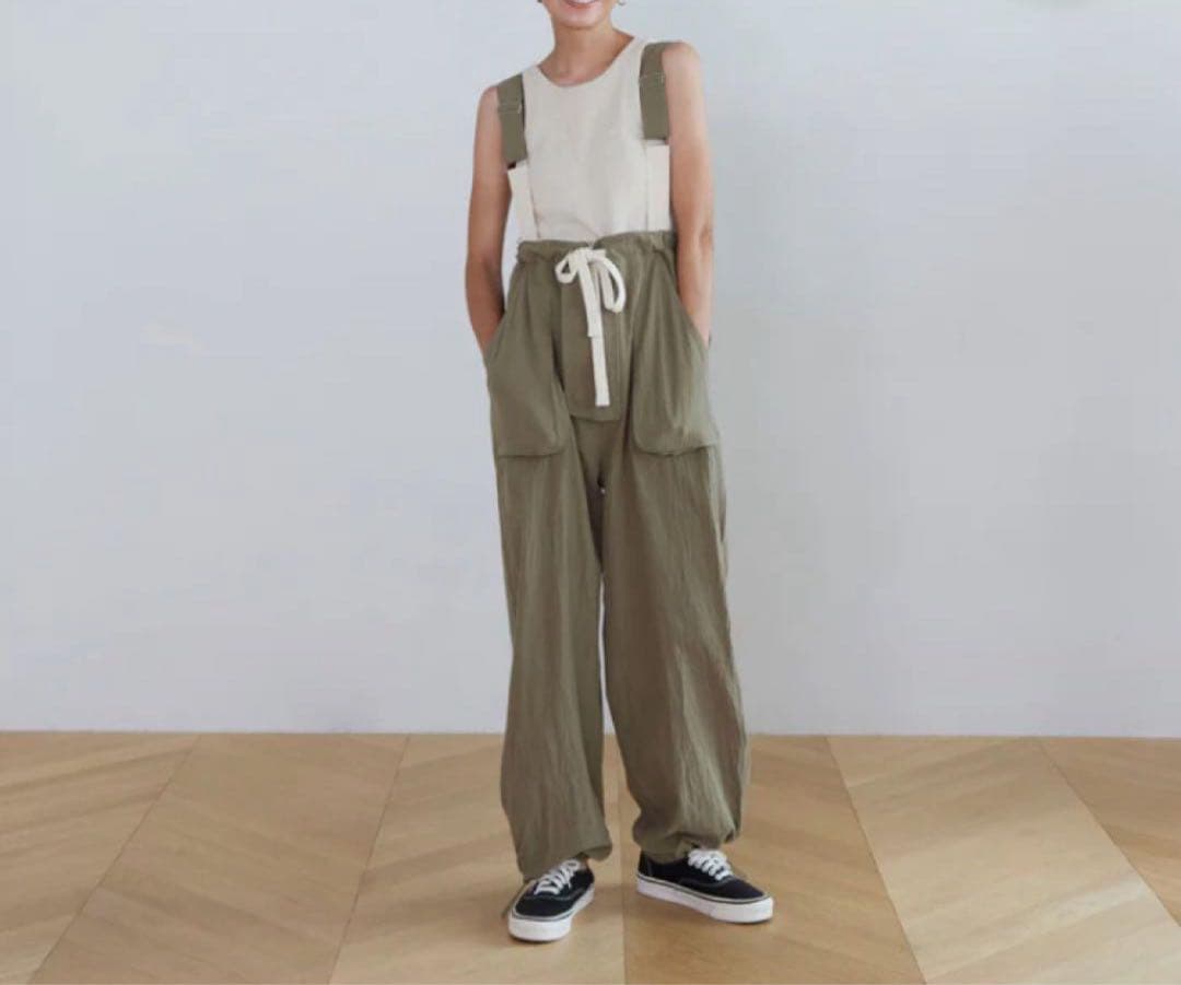 シールームリン　クレープコットンワークサロペット