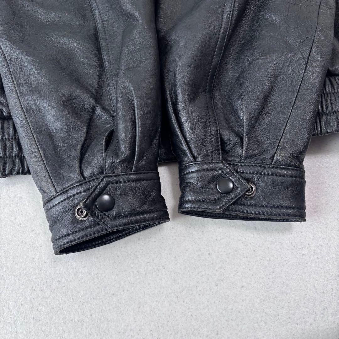 ヴィンテージ レザー ボンバージャケット L 本革 黒 90s A-2タイプ