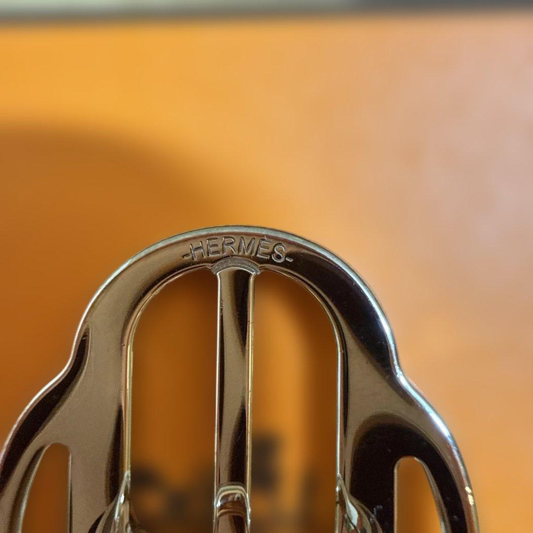 HERMES ツイリーリング　スカーフリングミニ・バックル　メタルシルバー