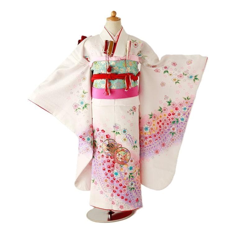 【帯セット】7歳 女の子 着物 七五三　四つ身 7-058