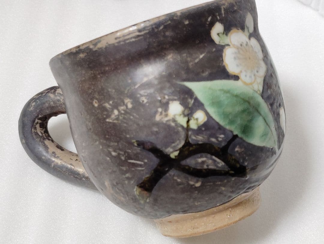 京焼　清水焼　陶葊　陶あん　椿と梅　カップ＆ソーサー　ペア