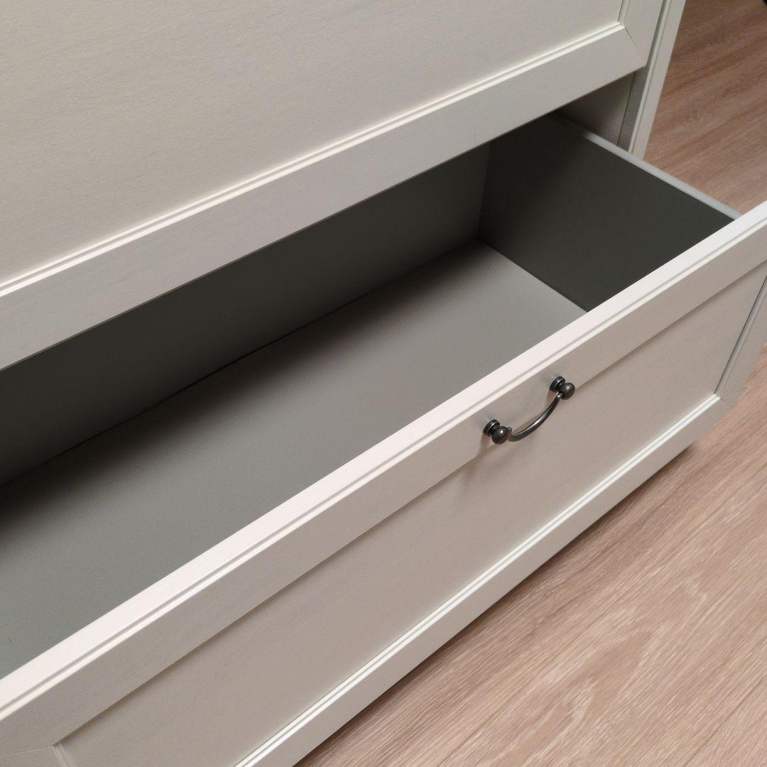 姫　　ホワイト 木製 3段チェスト