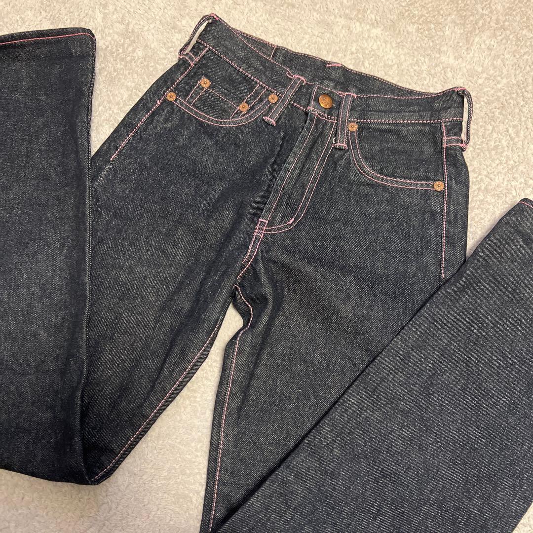 美品✨エビスEVISU　デニム　ピンク　カモメ　ステッチ　ジーンズ24インチ
