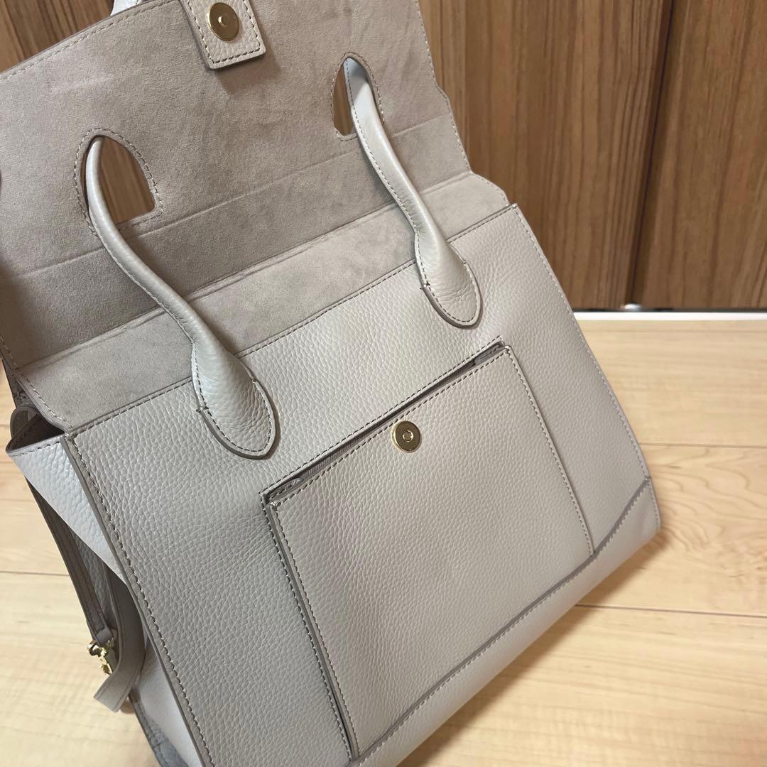 新品LOWELL thingsレザーオープントート牛革 ライトグレー¥29700