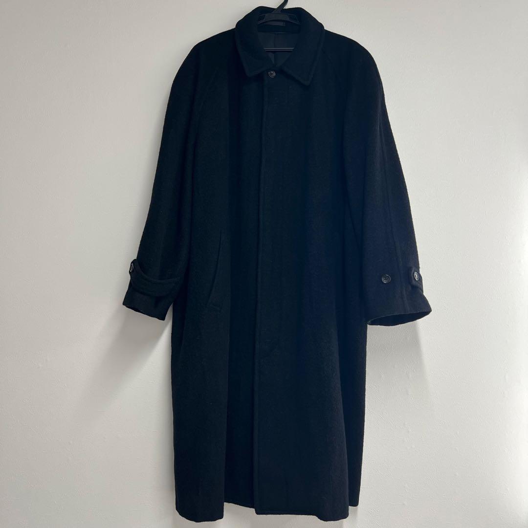 美品 コムデギャルソンオム ブラック ステンカラーコート ウール M 田中オム