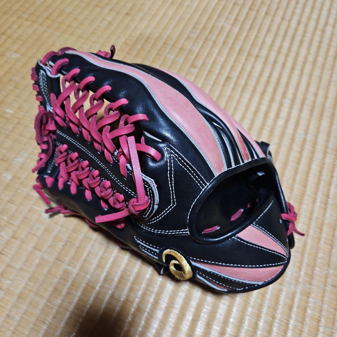 ASICS GOLD STAGE 軟式グローブ 黒/ピンク