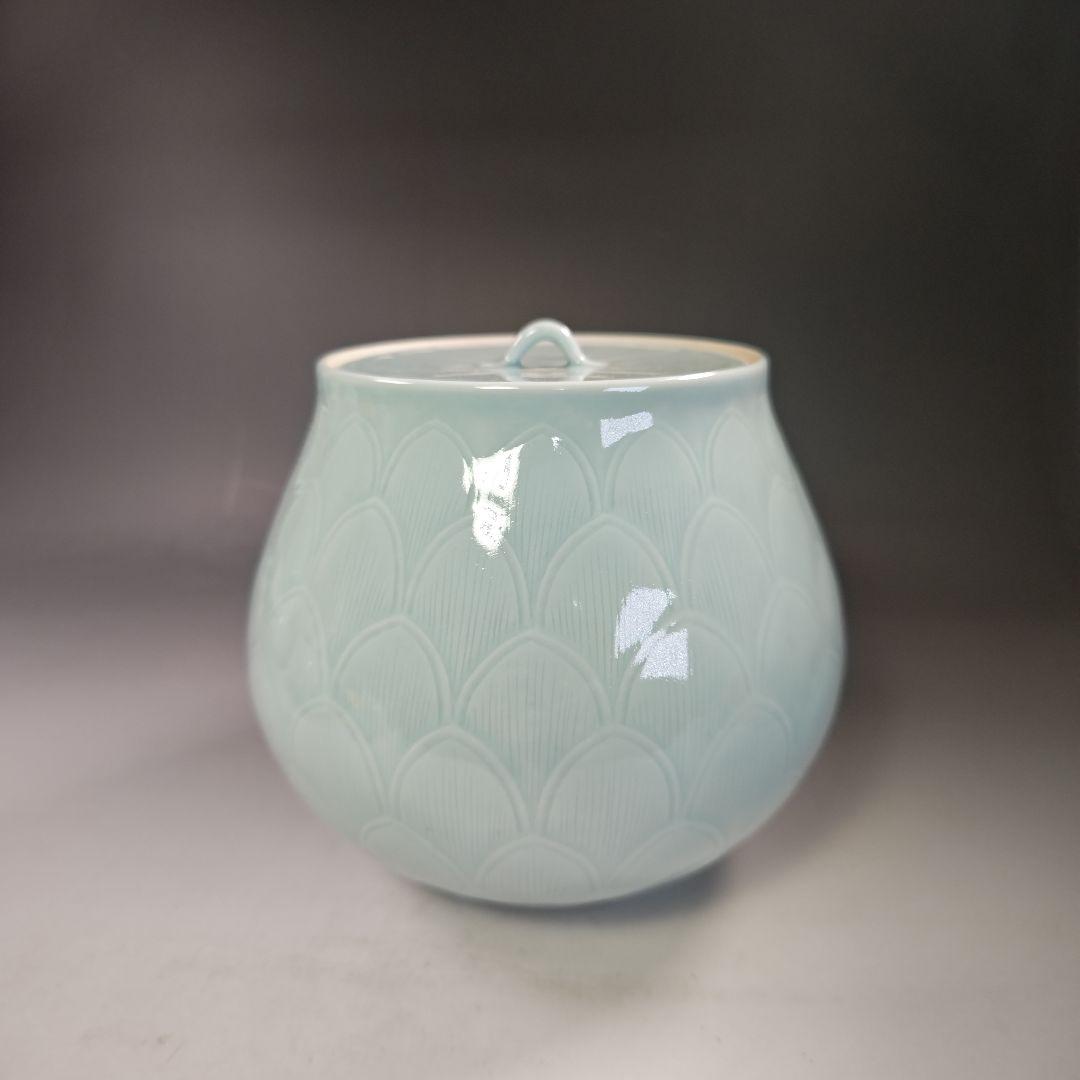 イ748 皆具『韓国 陶芸 粱命煥 青磁 青珍 皆具　共箱』茶道具