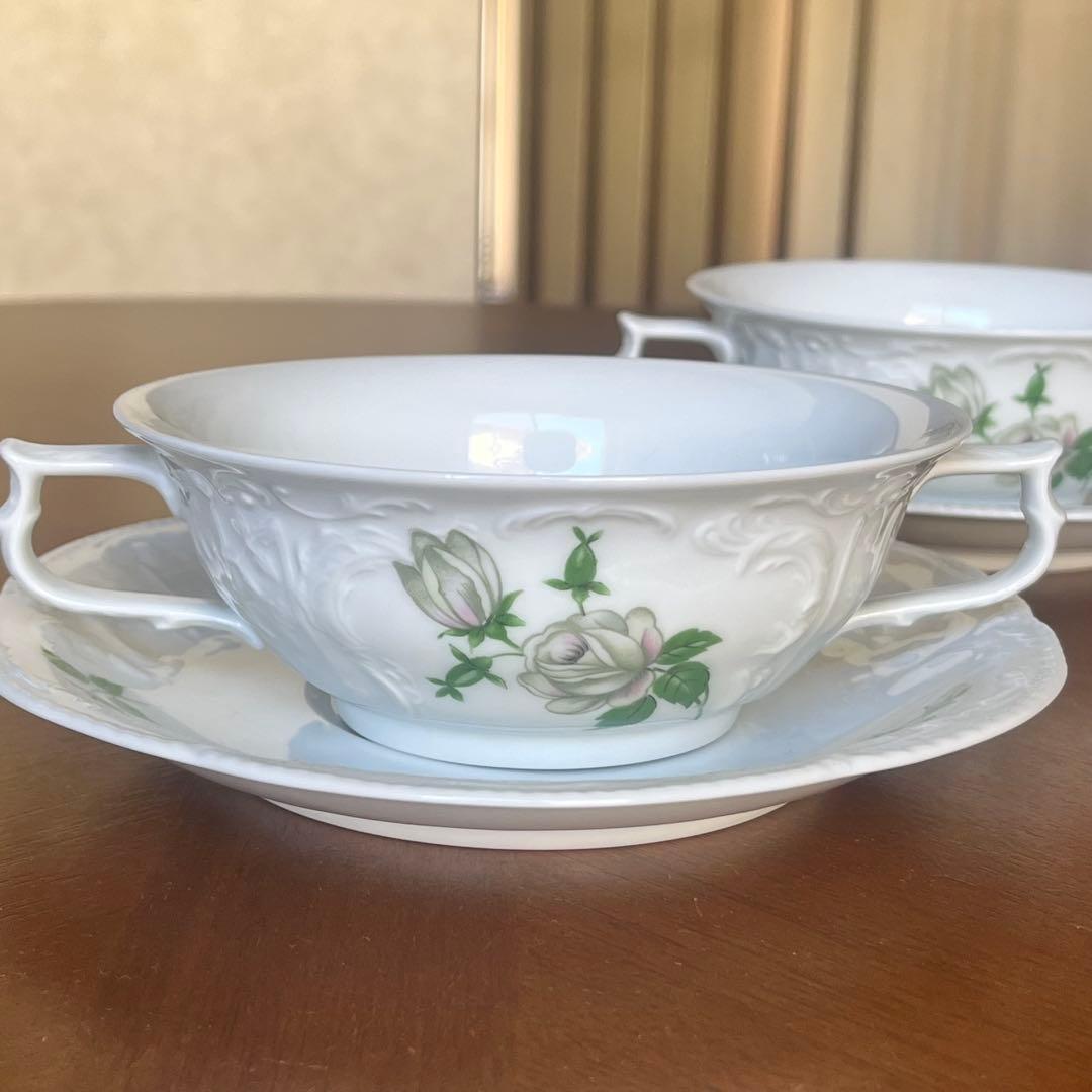 【レア美品】ローゼンタール★ホワイトローズ★スープC/S ペア