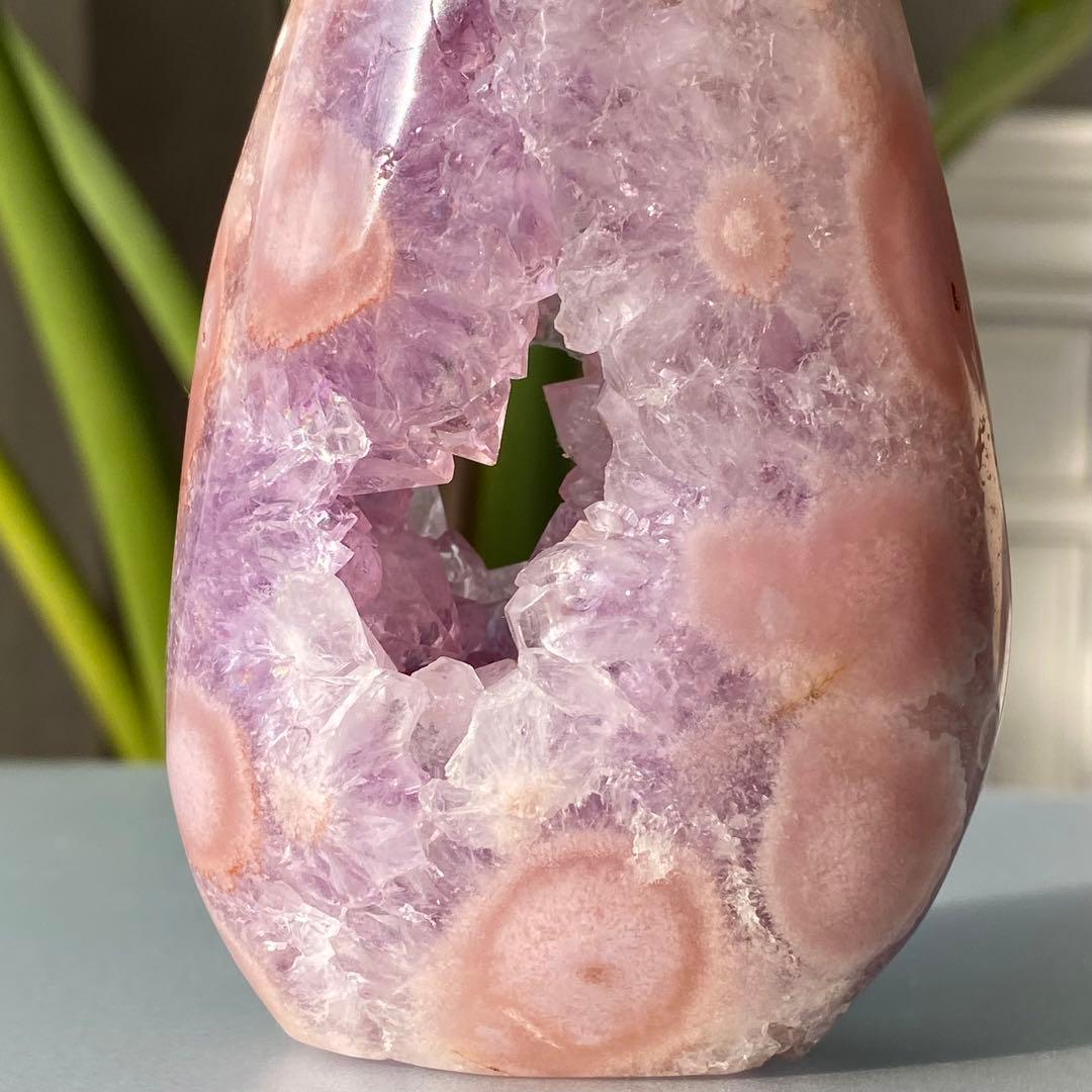 【 高品質 ピンクアメジスト フラワーアゲート 原石 フレイム 約251g 】