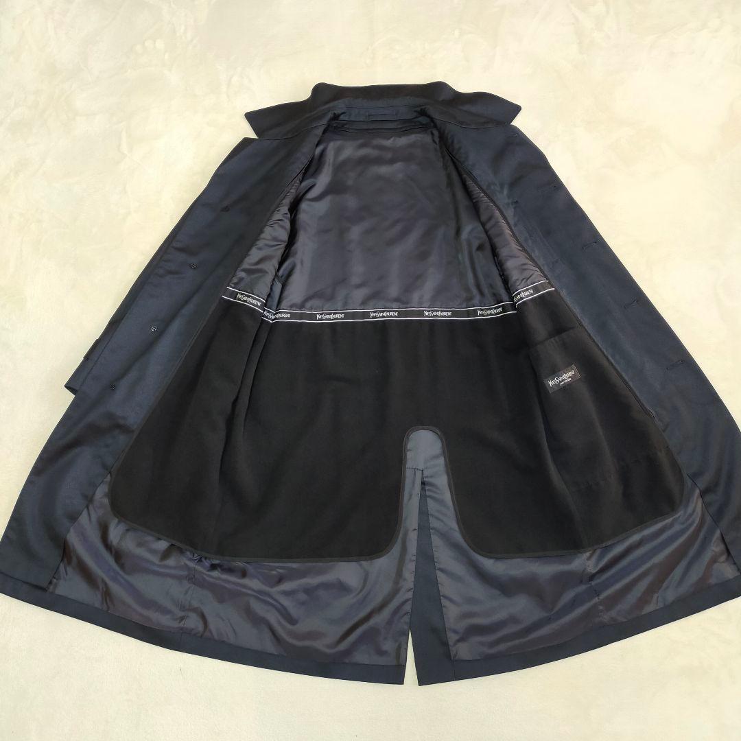 美品　イヴサンローラン　シルク混　ライナー付　ステンカラーコート