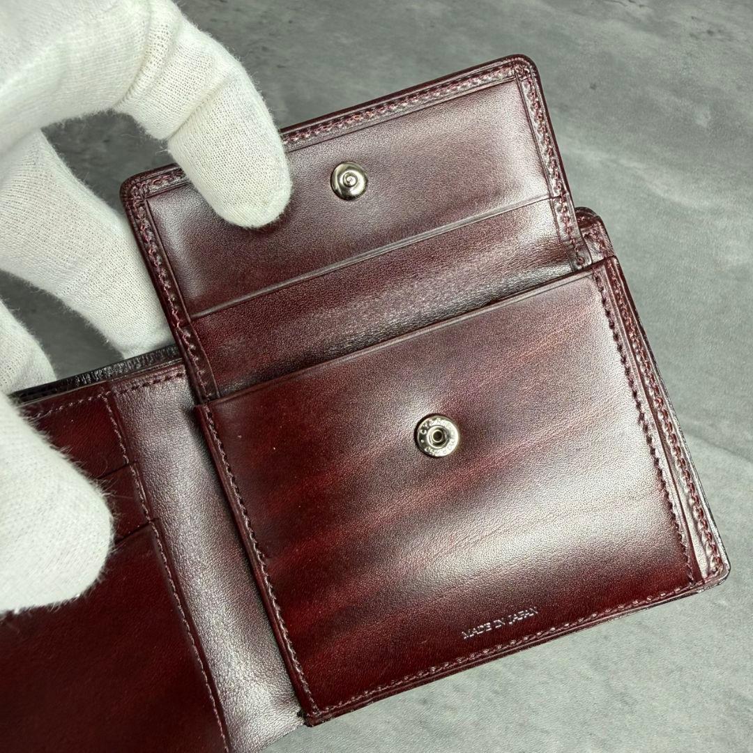 まさたけ　CYPRIS 二つ折り財布 オイルシェルコードバン ベロ付き