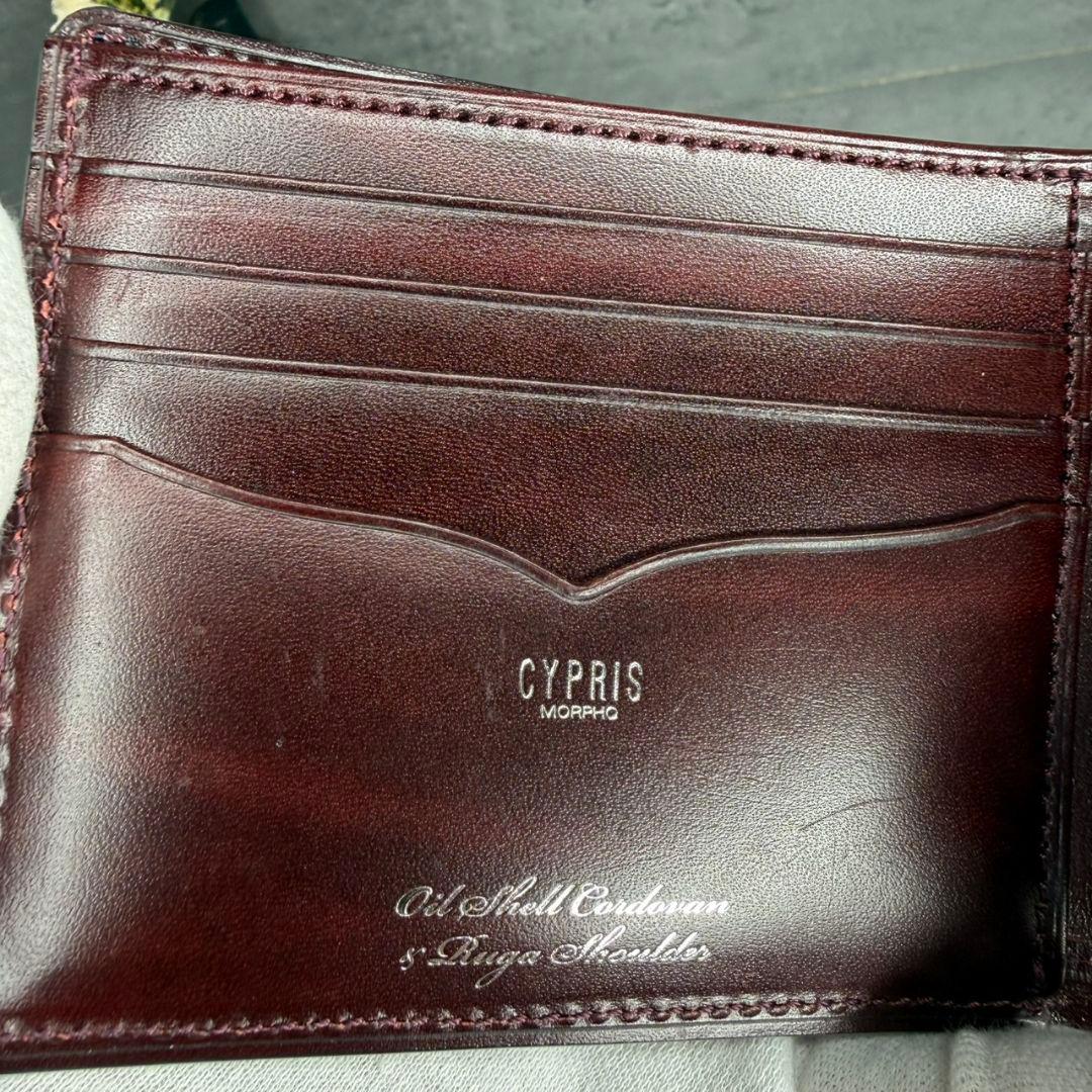 まさたけ　CYPRIS 二つ折り財布 オイルシェルコードバン ベロ付き