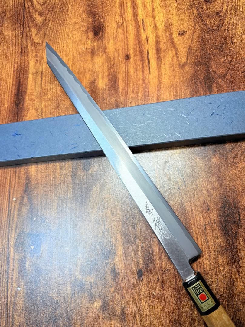 【堺打刃物】フグ引 切付　包丁　白ニ鋼　尺　水牛八角柄 和包丁