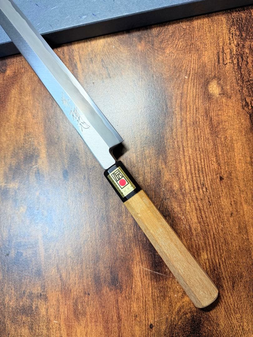 【堺打刃物】フグ引 切付　包丁　白ニ鋼　尺　水牛八角柄 和包丁