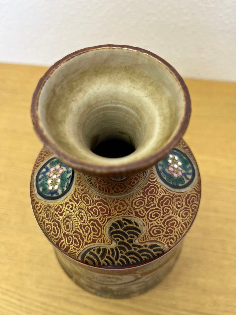 花瓶　飾り壺　九谷　伝統工芸品　左三作　昭和レトロ　インテリア　アンティーク