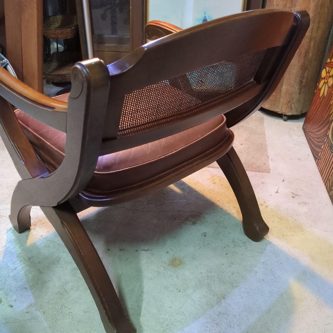 マルニ木工◆ビンテージ　ラタン　本革　ソファ　アーム　チェア 椅子 イス ②