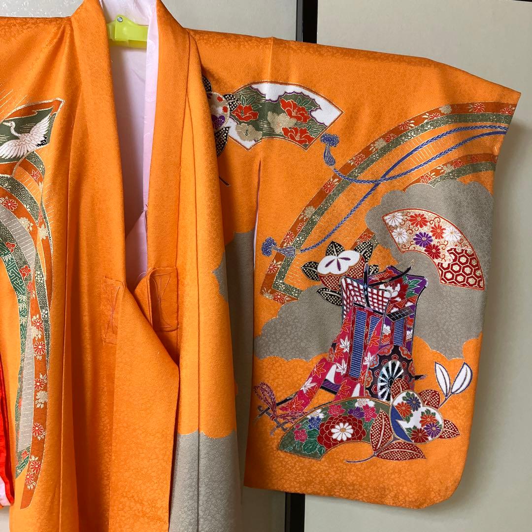 お宮参り女の子　産着　七五三（三歳）　一つ身　長襦袢付き　お祝着　正絹着物のしめ