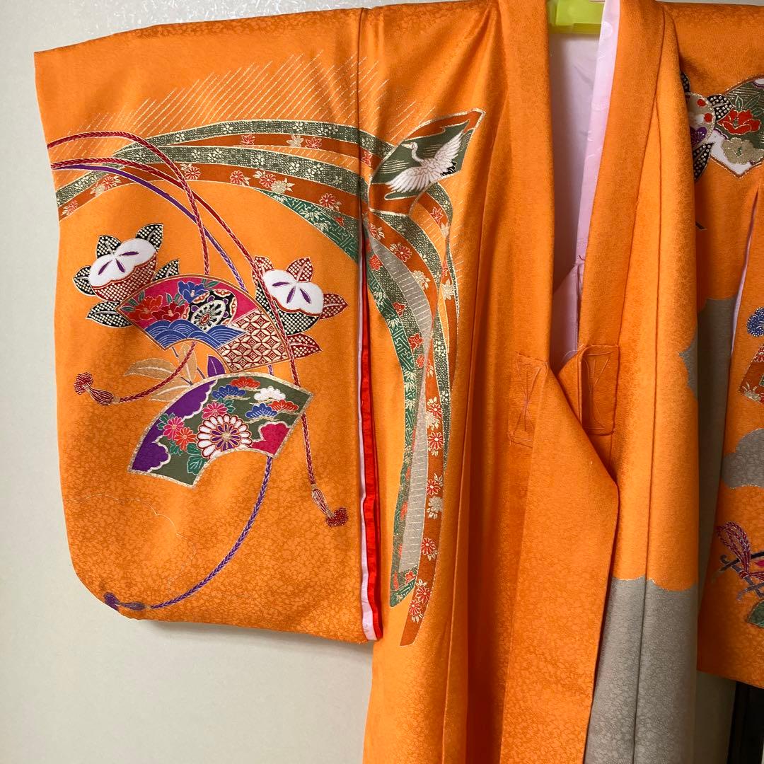 お宮参り女の子　産着　七五三（三歳）　一つ身　長襦袢付き　お祝着　正絹着物のしめ