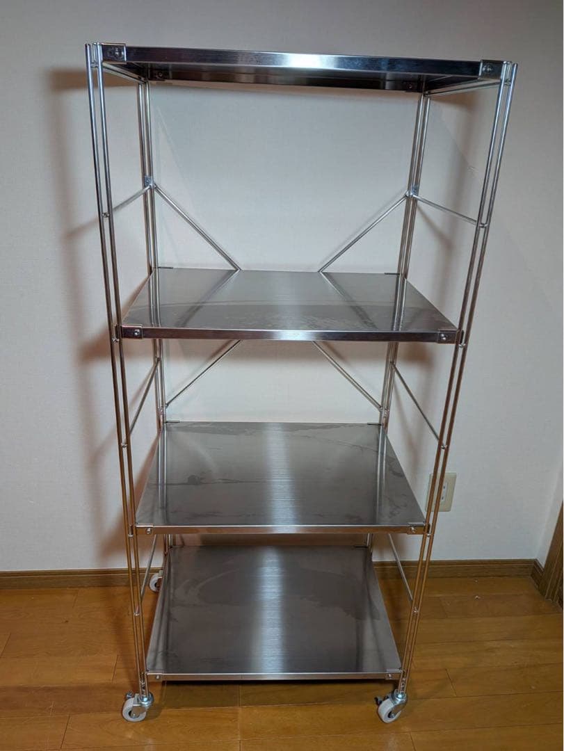 ■送料込■無印 ステンレスユニットシェルフ 棚 家具 シルバー 収納 キャスター