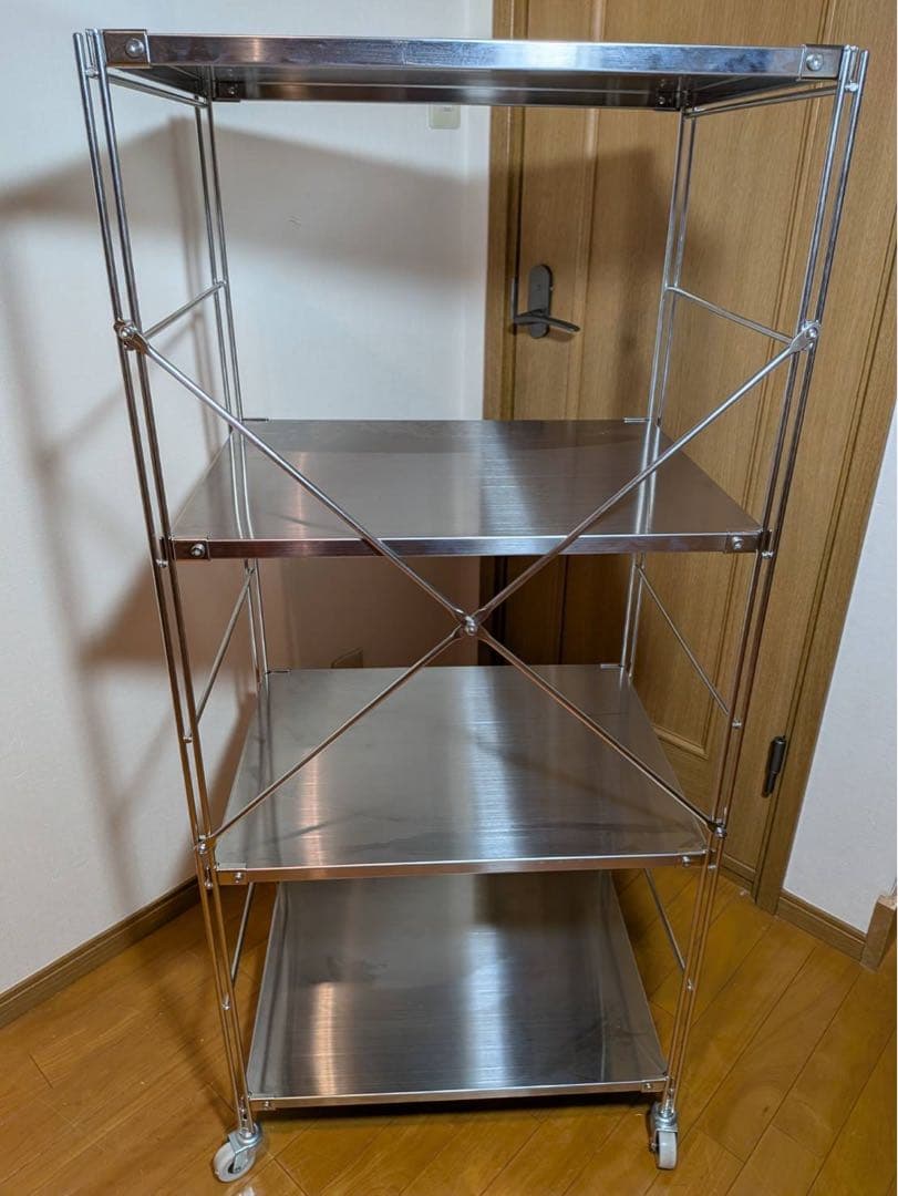 ■送料込■無印 ステンレスユニットシェルフ 棚 家具 シルバー 収納 キャスター