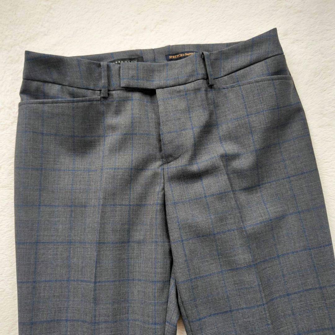 美品☆ HILTON Super 110 グレー チェック柄 パンツスーツ L