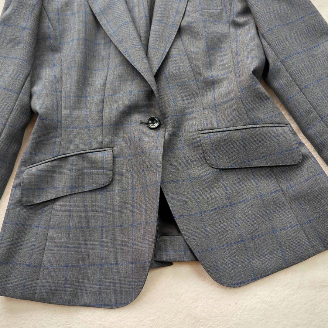 美品☆ HILTON Super 110 グレー チェック柄 パンツスーツ L