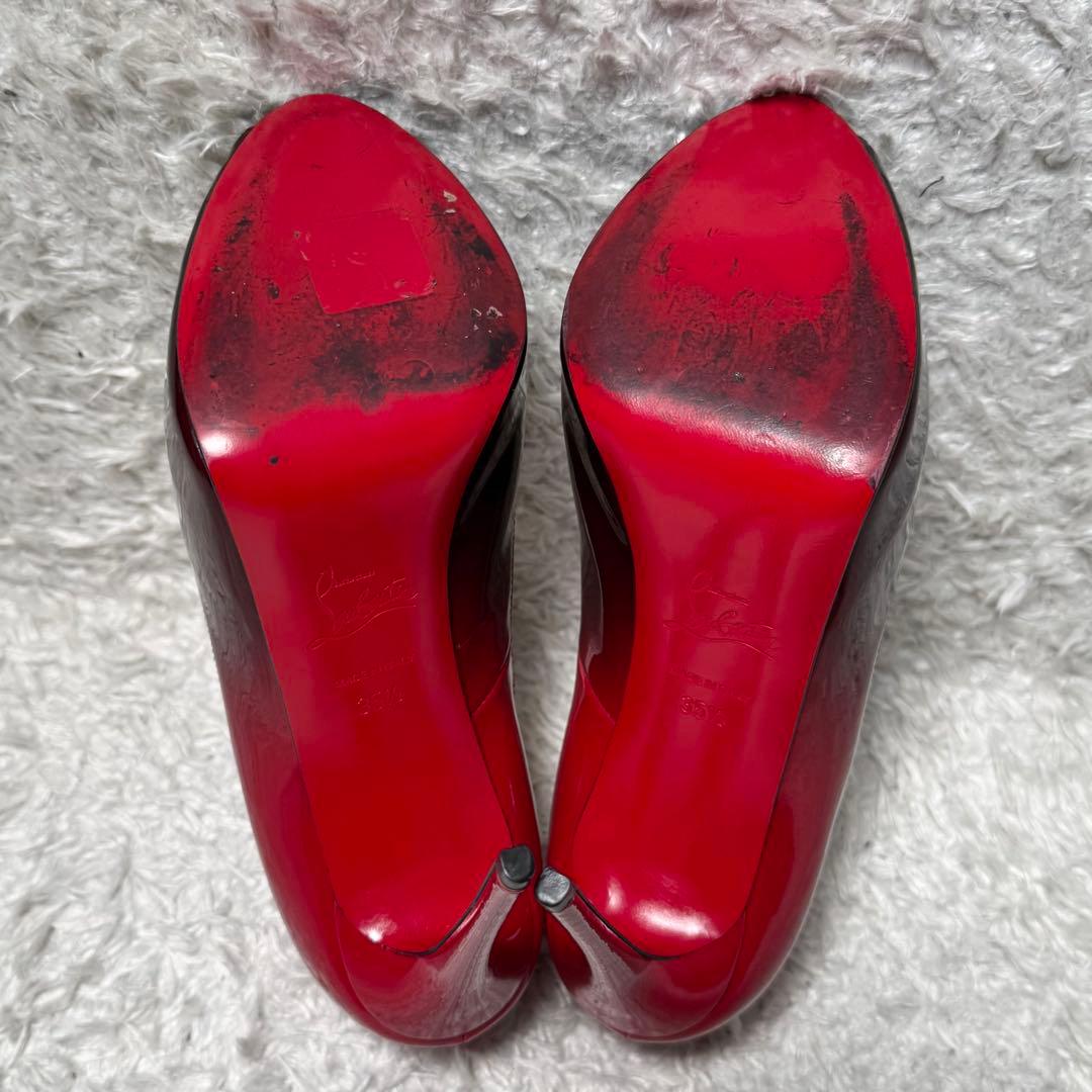 未使用級 クリスチャンルブタン オープントゥ パンプス グラデ プラットフォーム