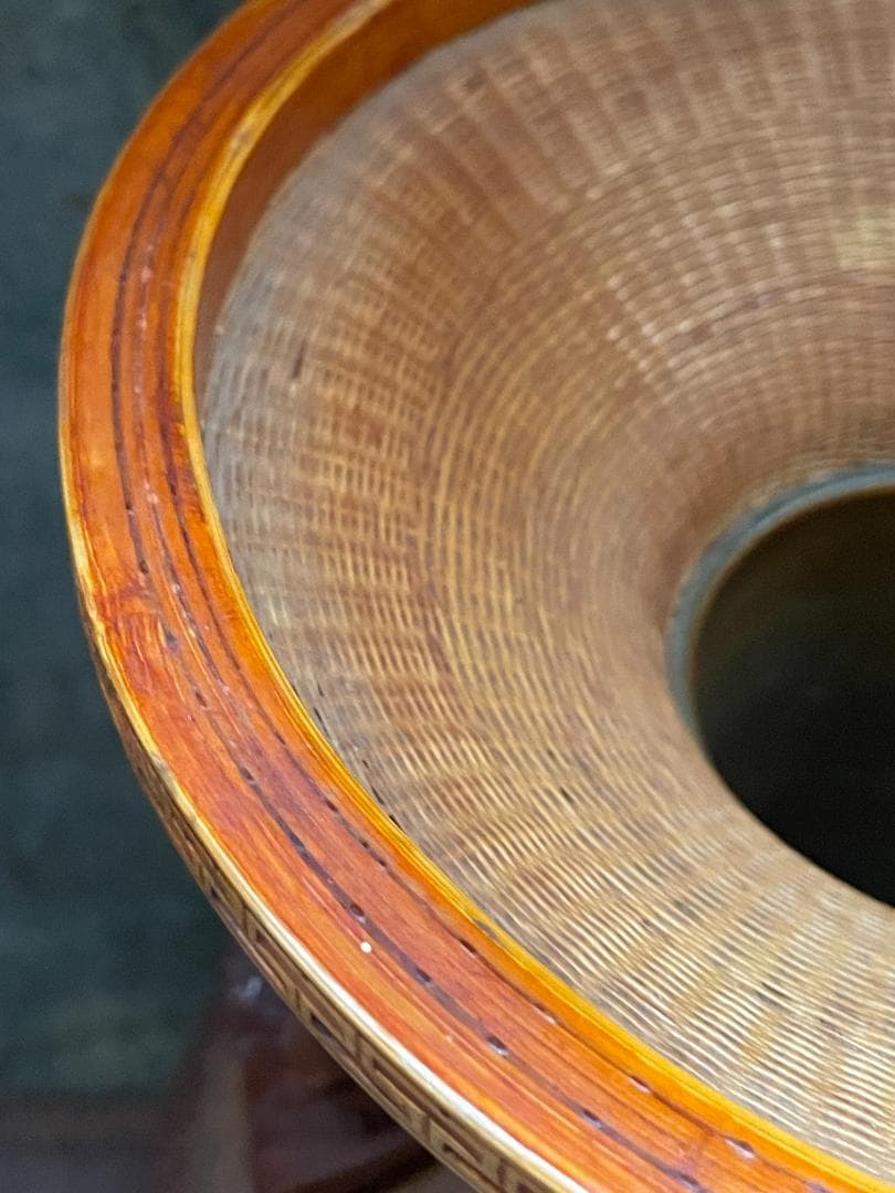 希少 1940's ヴィンテージ 上海伝統工芸 竹細工 編み込 大型 花瓶 花壺