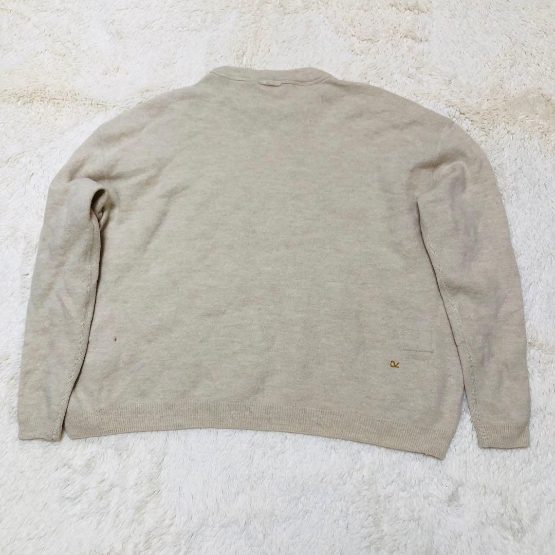 45R 縮絨のMシャツ ニット 長袖 モックネック ワイド ロゴ 刺繍 ウール