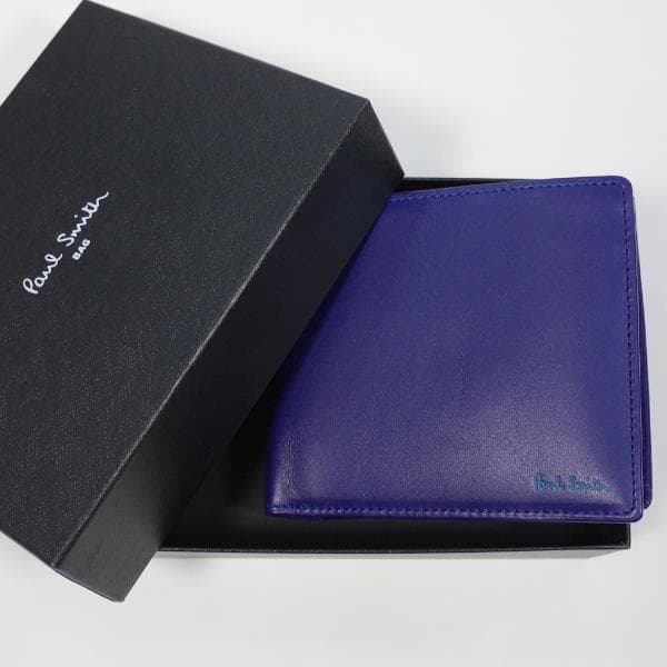 ポールスミス 2折財布 ベラ付き ブルー カラフルクラシックライトブルーライン