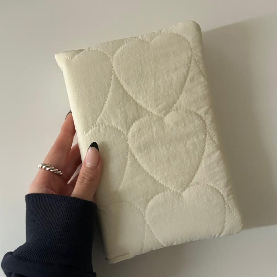 早い者勝ち　韓国　バインダー　カバー　貯金　現金管理　ホワイト　ハート　ホワイト