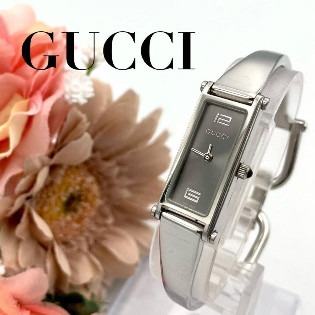 532 新品電池 グッチ 1500L 腕時計 スクエア バングルウォッチ 稼働品