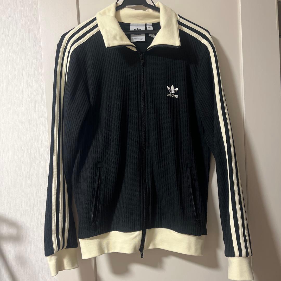 adidas ワッフル素材 ジャージ S ブラック/クリーム