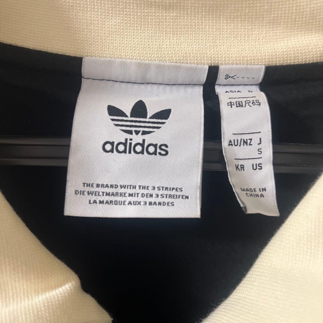 adidas ワッフル素材 ジャージ S ブラック/クリーム