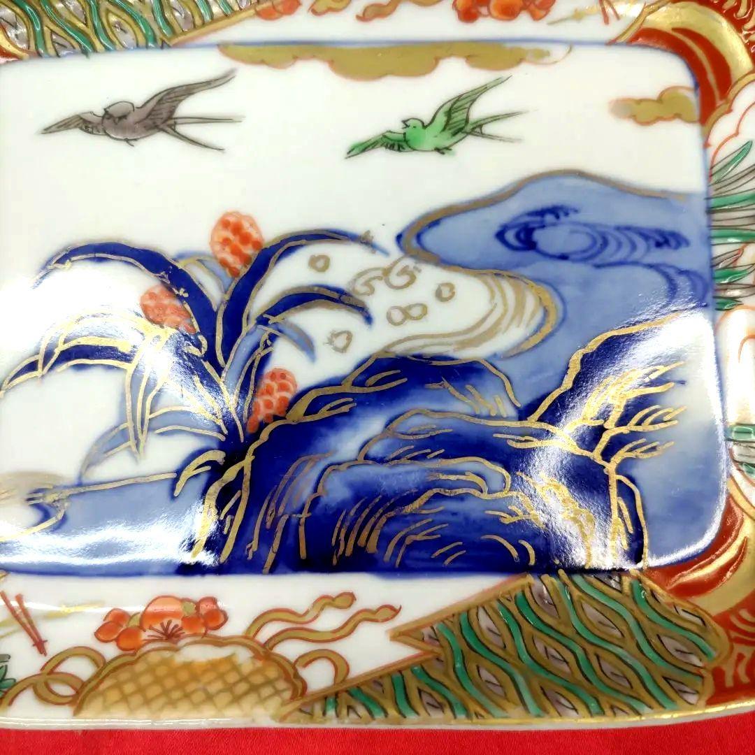 有田焼　伊万里焼　古伊万里　金彩　色絵　小皿　角皿　長角皿　刺し身皿　5客セット