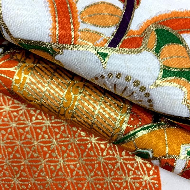 501ag91□七五三 七歳 女児 着物&袋帯 総柄 モダン 古典柄□状態良好