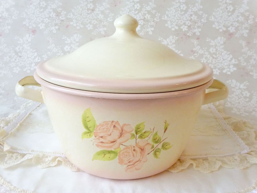 イマン　ダイアナローズ　アンティークキャセロール　マニーローズ