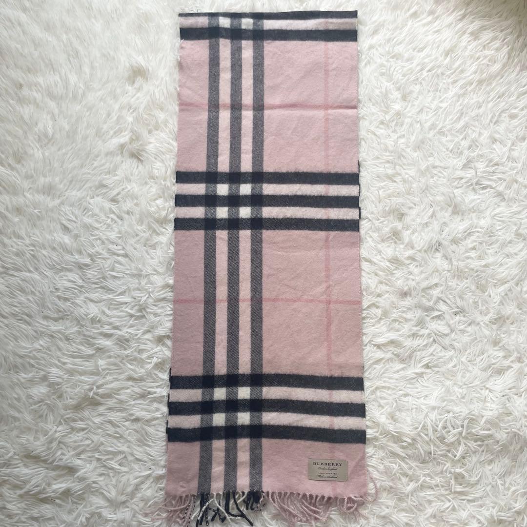 【美品】BURBERRY バーバリー マフラー カシミヤ100% メガチェック