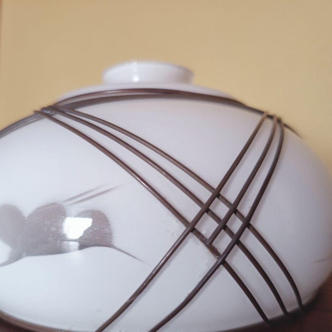 【白】 切子 電笠 ガラス 花模様 被せ 照明 大正 ライト 乳白 シェード