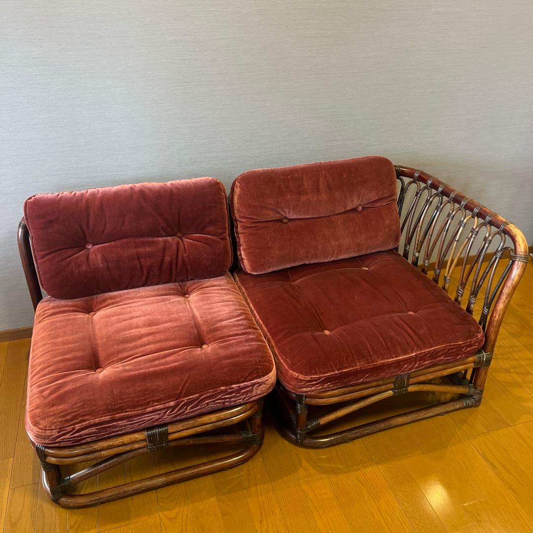 piece of cake様YAMAKAWAラタン籐 ソファ ヴィンテージNO1