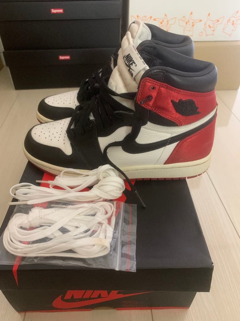 シューズ(女性用) Air Jordan 1 Retro High \"Satin Black Toe
