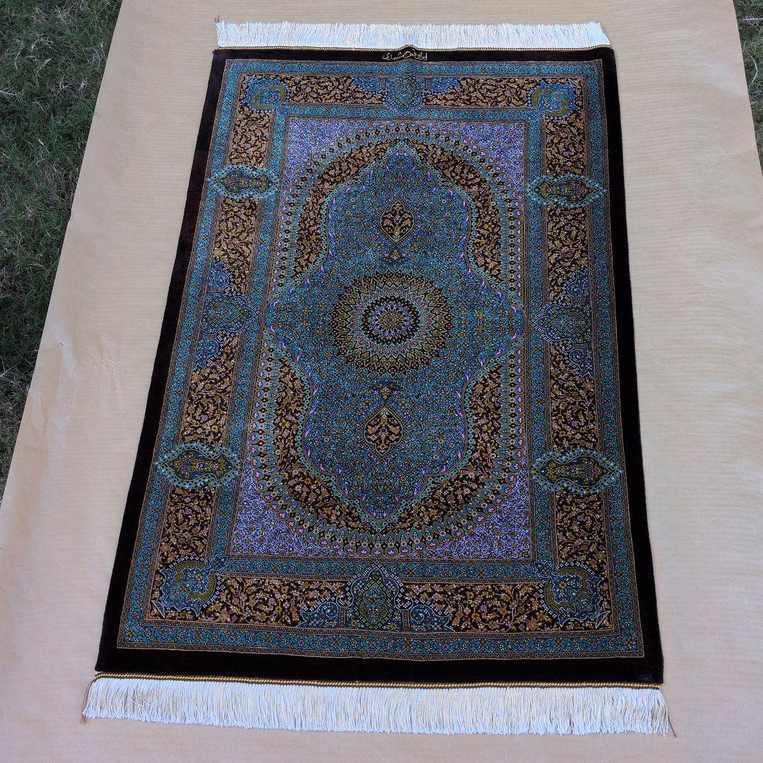 102X152cmペルシャ絹じゅうたん・クム(ナイン・ギャッベ・タブリーズ