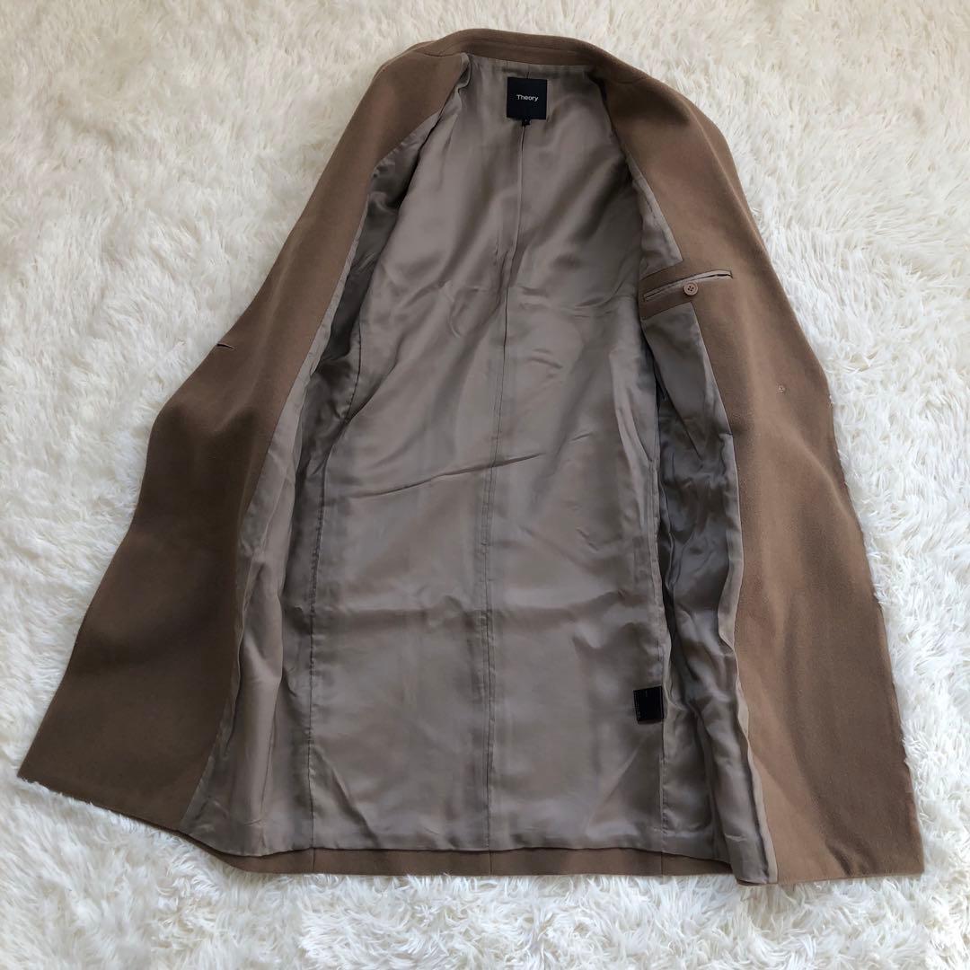 theory セオリー チェスターコート 比翼ボタン ロングコート　ベージュ