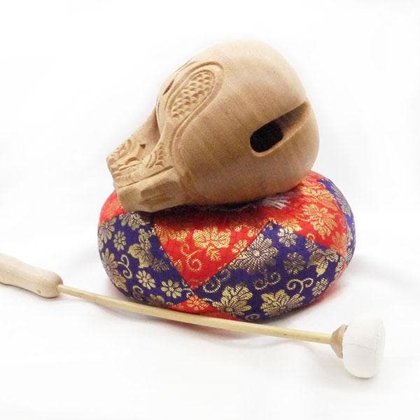 【仏壇仏具】一刀彫木魚セット　4寸