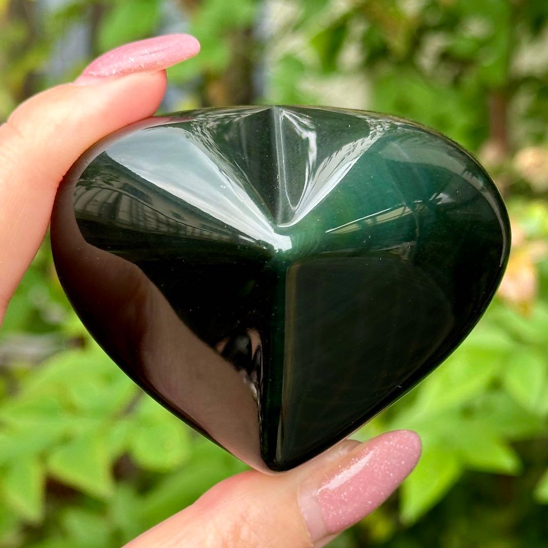 レインボーオブシディアン ハート 置物 MY473