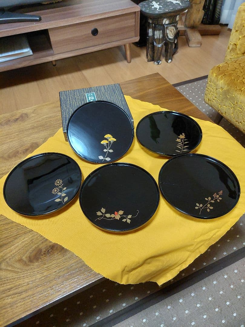 新品未使用　伝統工芸輪島塗　5枚セット　一点物