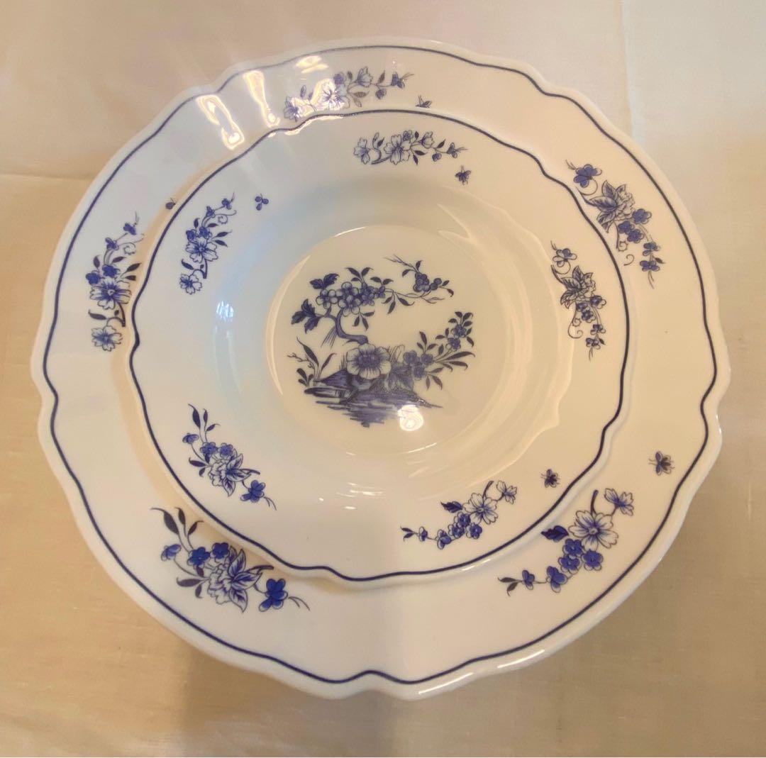 青い花柄の陶器製食器セット 10点 フランス‼️アルコパル