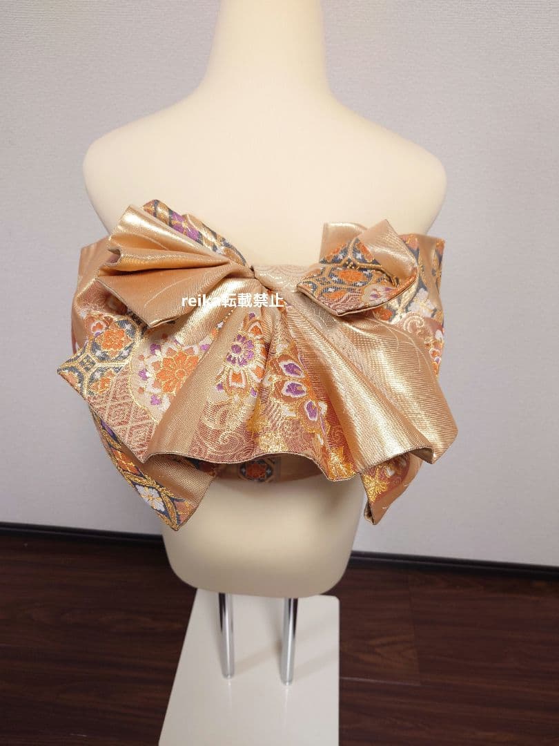 正絹　二部式　作り帯　ハーフ成人式　十三詣り　振袖　成人式　 一点物　金系