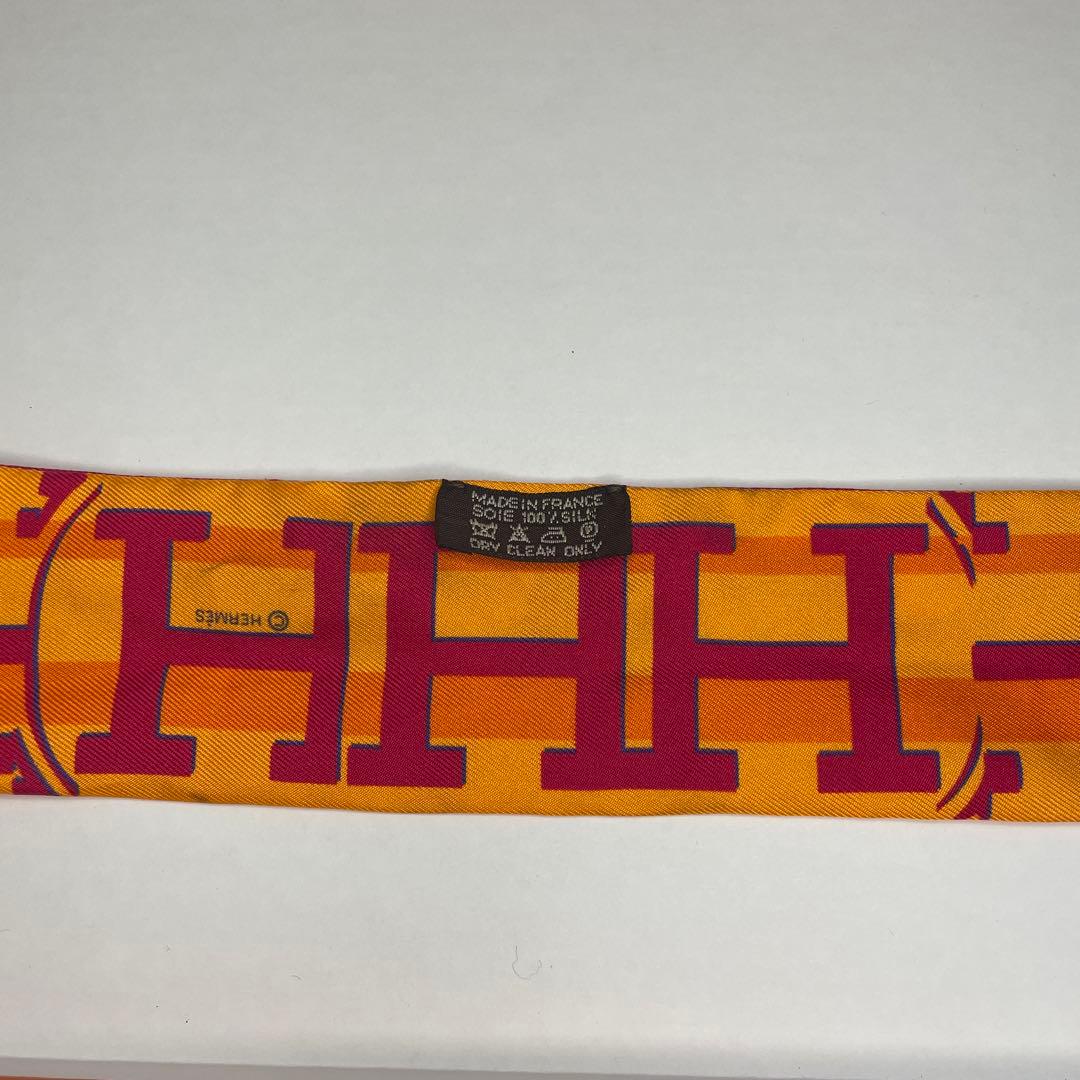 HERMES シルクスカーフ オレンジ 紫 90cm
