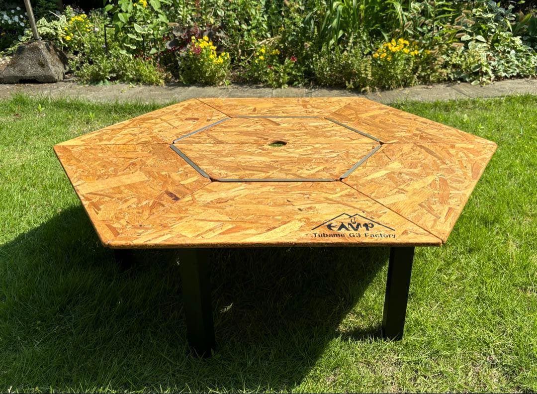 ヘキサテーブル50 センターテーブル付き　チークニス仕上げ　FHC60t